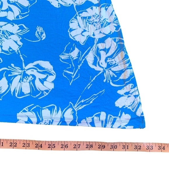 Joyspun Blue & White Floral Sleeveless Maxi Dress with Calf Side Splits - Picture 9 of 10